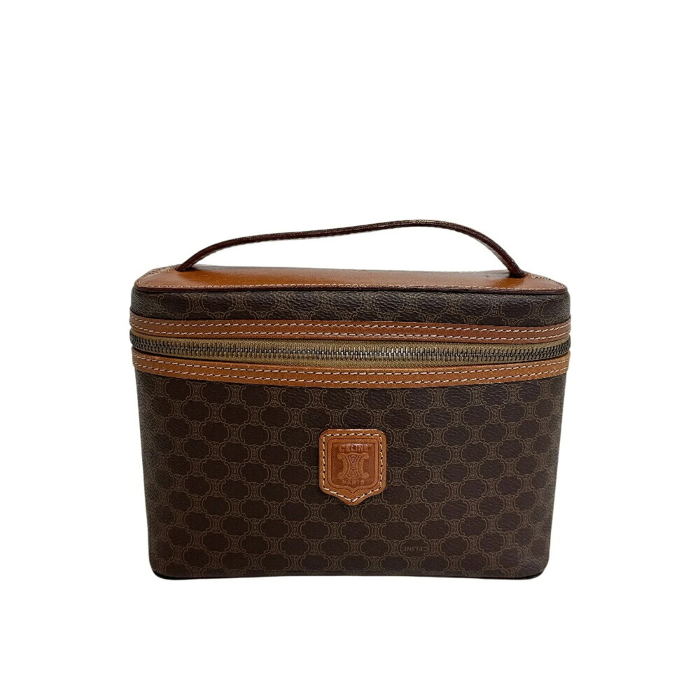 CELINE Celine Pouch Vanity Handbag Macadam Brown